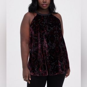 Torrid Halter Tunic Tank - Burnout Velvet Paisley